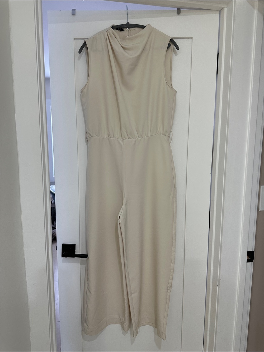 Sleeveless Cream Wide-Leg Jumpsuit
